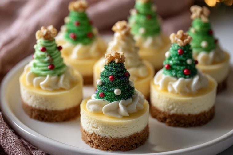 Adorable Christmas Mini Tree Cheesecakes