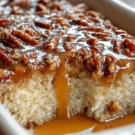 Butter Pecan Praline Poke Cake