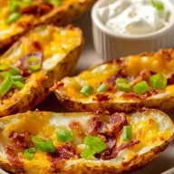 Cheddar Oven Baked Potato Skins