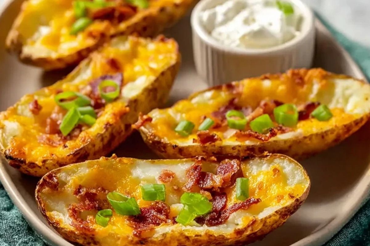 Cheddar Oven Baked Potato Skins