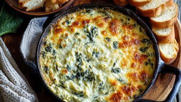 Cheesy Baked Spinach Artichoke Dip