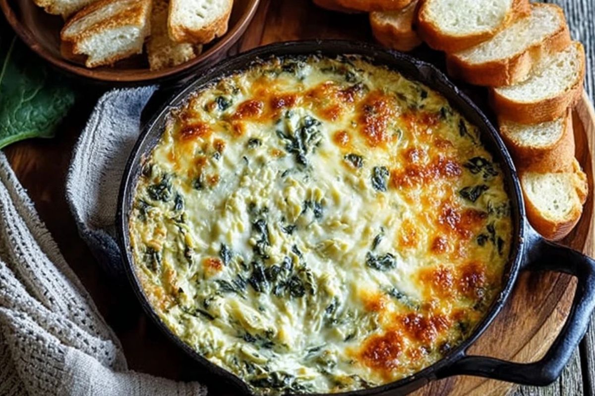 Cheesy Baked Spinach Artichoke Dip