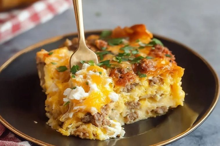 Cheesy Southwest Tortilla Breakfast Casserole
