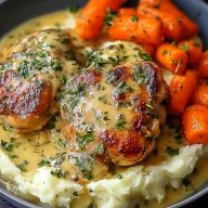Creamy Herb Chicken Thighs with Carrots & Mash