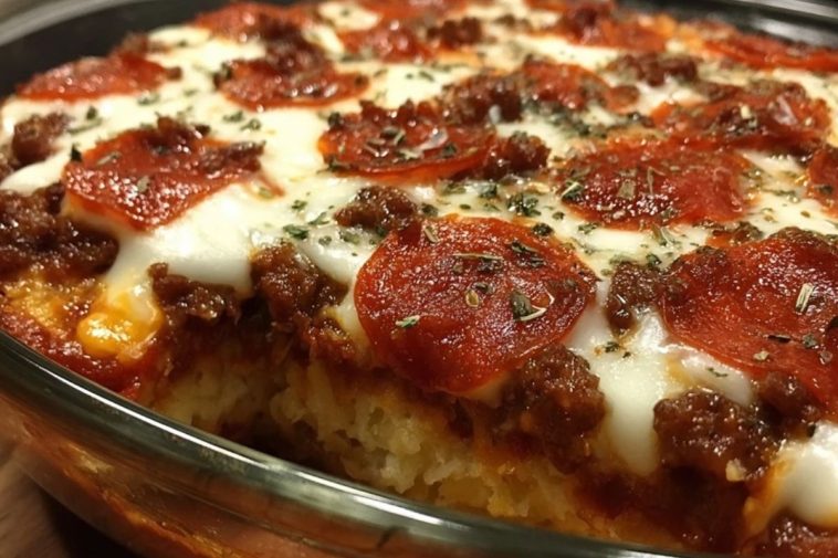 Deep Hamburger Sausage Pepperoni Bake