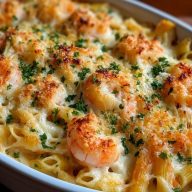 Shrimp Scampi Pasta Bake