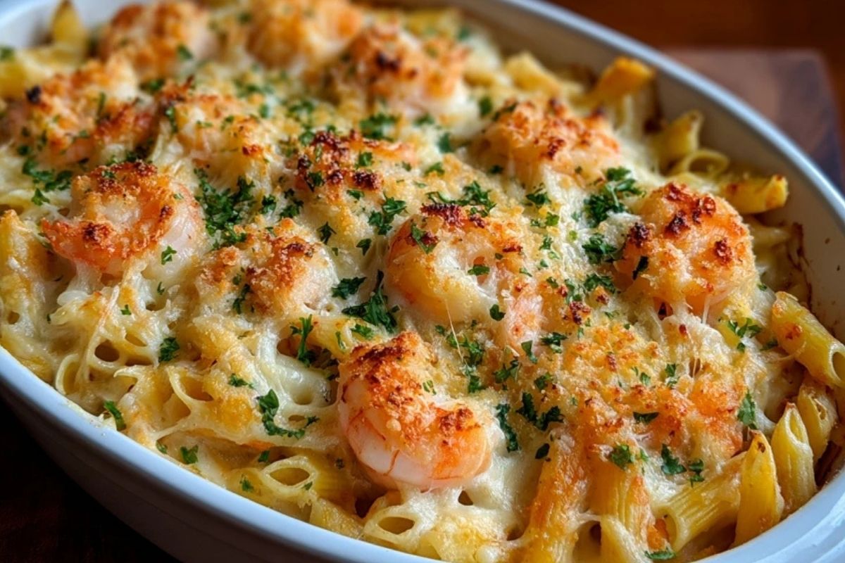 Shrimp Scampi Pasta Bake