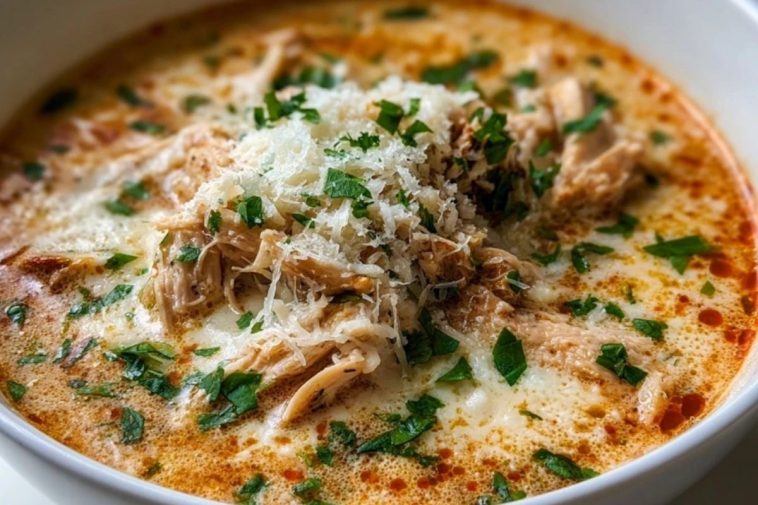 Slow Cooker Creamy Chicken Parmesan Soup