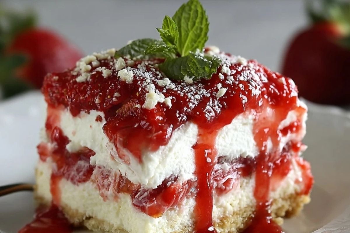 Strawberries and Cream Dream Layer Cheesecake Cake