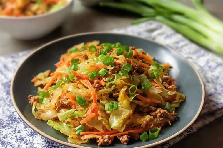 Easy Ground Chicken & Cabbage Stir Fry