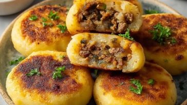 Homemade Meat Stuffed Potato Cakes