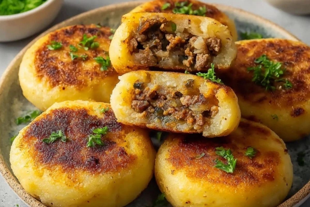 Homemade Meat Stuffed Potato Cakes