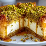 Honey Pistachio Baklava Cheesecake