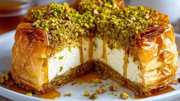 Honey Pistachio Baklava Cheesecake