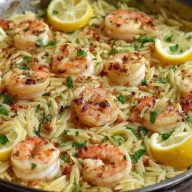Lemon Garlic Shrimp Orzo