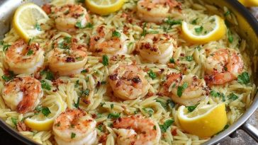 Lemon Garlic Shrimp Orzo