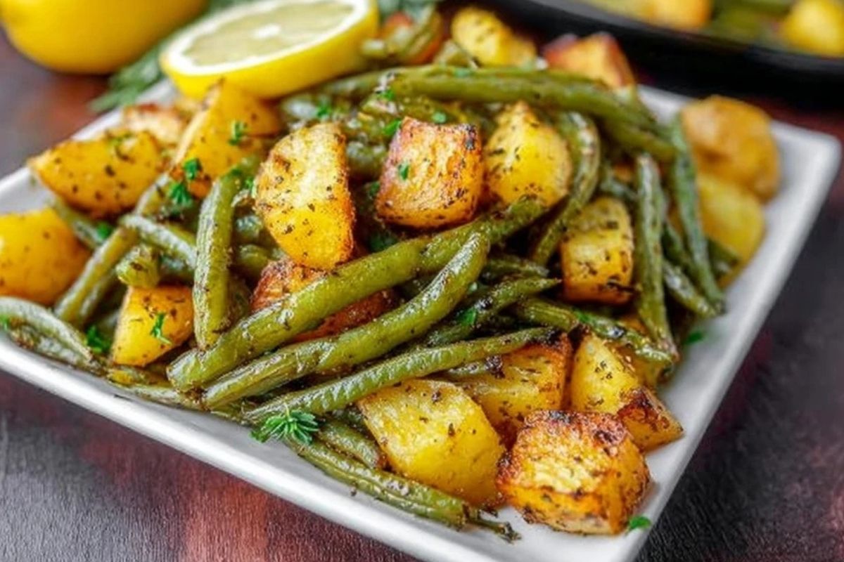 Sheet Pan Oven Roasted Green Beans and Potatoes