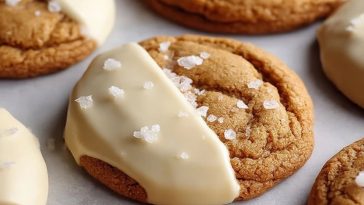 White Chocolate Dipped Chewy Maple Cookies