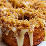 Baked Coffee Cake Donuts with Vanilla Glaze