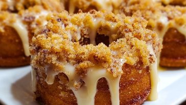 Baked Coffee Cake Donuts with Vanilla Glaze