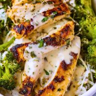 Creamy Garlic Chicken and Broccoli Bowls