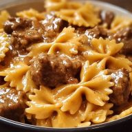 Creamy Velveeta Beef and Bow Tie Pasta