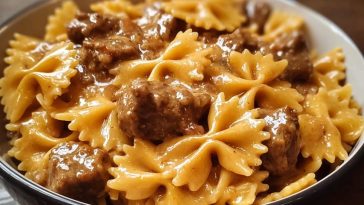 Creamy Velveeta Beef and Bow Tie Pasta