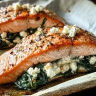 Delicious Spinach and Feta Stuffed Salmon