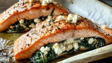 Delicious Spinach and Feta Stuffed Salmon