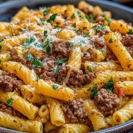 Garlic Butter Pasta with Ground Beef