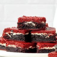 Oreo Stuffed Red Velvet Brownies